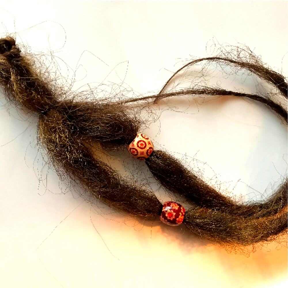 2 SE Natural Dread Dreadlock Hair Extensions w/beads